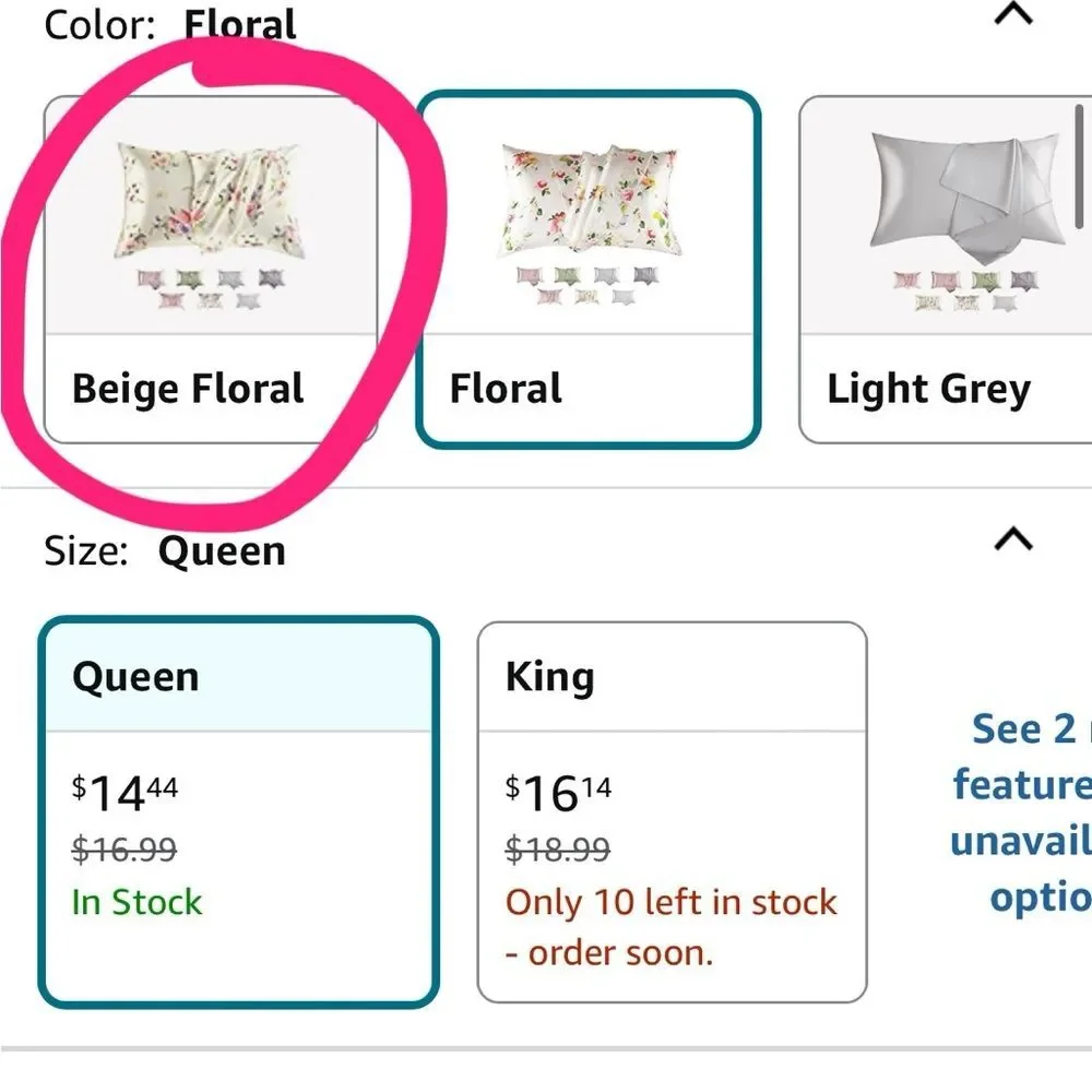 TWO 100% Lyocell NEW 'TELUS' Pillowcases Beige Floral Standard Size Covers